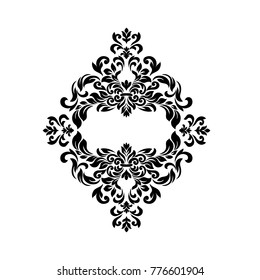 Vintage Vector  baroque frame scroll ornament engraving border floral retro pattern antique style acanthus foliage swirl decorative design element filigree calligraphy.