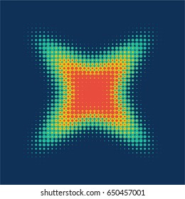 Vintage Vector Basic Shape Stars Colored Halftone Dot Pattern Design