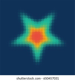 Vintage Vector Basic Shape Stars Colored Halftone Dot Pattern Design