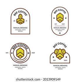 Vintage Vector Bee Coffee Logo Template Illustration