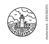 Vintage vector black and white round label. National parks of the USA. Biscayne. Florida.
