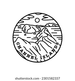 Vintage vector black and white round label. National parks of the USA. Channel Islands. California.