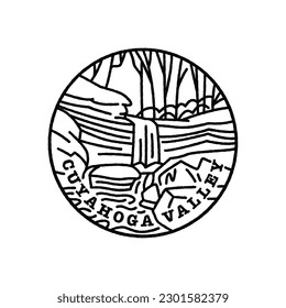 Vintage vector black and white round label. National parks of the USA. Cuyahoga Valley. Ohio.