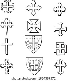 Vintage Vector Blazonry And Crosses
