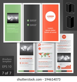 Vintage vector brochure template design with three color