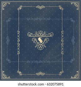 Vintage Vector calligraphic design elements and page decoration: frame, corner, monogram.
