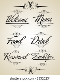 Vintage vector calligraphic set