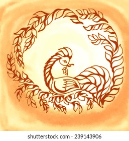 Vintage vector card  with  bird