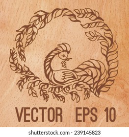 Vintage vector card  with  bird