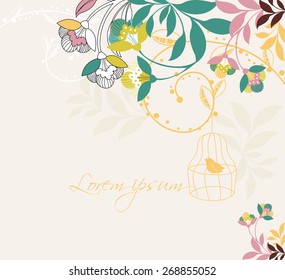 Vintage vector card with bird