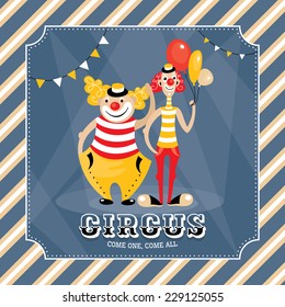 Vintage-Vektorkarte mit Clown