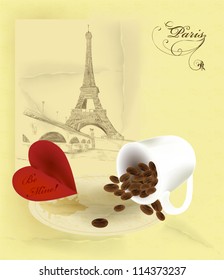 Vintage vector card with Eiffel tower