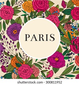 Vintage vector card with floral pattern