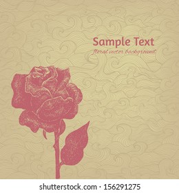 Vintage vector card with hand drawn rose