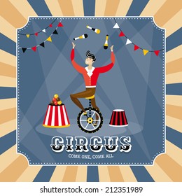 Vintage vector card with a juggler