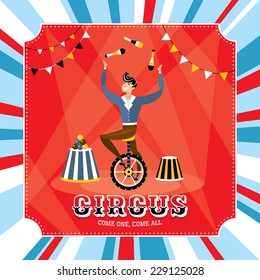 Vintage vector card with a juggler