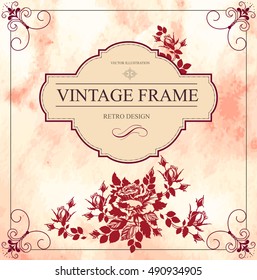 Vintage vector card with rose. Vector present card with bouquet of roses. Template for mobile, email, postcard congratulations.