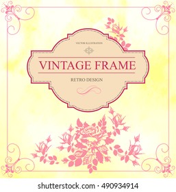 Vintage vector card with rose. Vector present card with bouquet of roses. Template for mobile, email, postcard congratulations.
