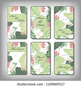 Vintage vector card templates. Can be used for Save The Date, baby shower, mothers day, valentines day, birthday cards, invitations.  Vector response card save the date card