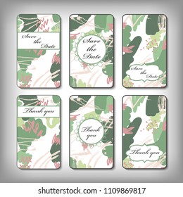 Vintage vector card templates. Can be used for Save The Date, baby shower, mothers day, valentines day, birthday cards, invitations.  Vector response card save the date card