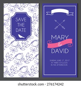 Vintage vector card templates. Can be used for Save The Date, baby shower, mothers day, wedding, valentines day, birthday cards, invitations. 