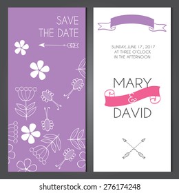 Vintage vector card templates. Can be used for Save The Date, baby shower, mothers day, wedding, valentines day, birthday cards, invitations. 