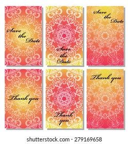 Vintage vector card templates. Can be used for Save The Date, baby shower, mothers day, valentines day, birthday cards, invitations. Seamless pattern is masked. Template response card save the date 