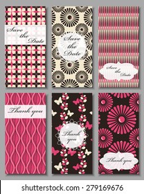 Vintage vector card templates. Can be used for Save The Date, baby shower, mothers day, valentines day, birthday cards, invitations. Seamless pattern is masked. Template Vector response card 