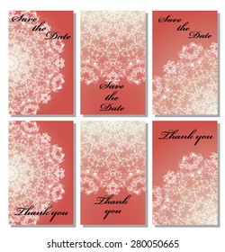 Vintage vector card templates. Can be used for Save The Date, baby shower, mothers day, valentines day, birthday cards, invitations. Seamless pattern is masked. Template response card save the date 
