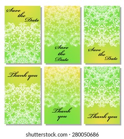 Vintage vector card templates. Can be used for Save The Date, baby shower, mothers day, valentines day, birthday cards, invitations. Seamless pattern is masked. Template response card save the date