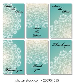 Vintage vector card templates. Can be used for Save The Date, baby shower, mothers day, valentines day, birthday cards, invitations. Seamless pattern is masked. Template response card save the date 