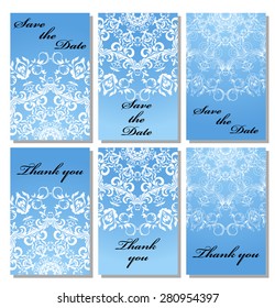 Vintage vector card templates. Can be used for Save The Date, baby shower, mothers day, valentines day, birthday cards, invitations. Seamless pattern is masked. Template response card save the date