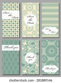 Vintage vector card templates. Can be used for Save The Date, baby shower, mothers day, valentines day, birthday cards, invitations. Seamless pattern is masked. Template Vector response card 