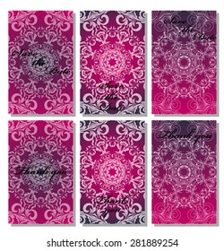 Vintage vector card templates. Can be used for Save The Date, baby shower, mothers day, valentines day, birthday cards, invitations. Seamless pattern is masked. Template response card save the date 