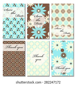 Vintage vector card templates. Can be used for Save The Date, baby shower, mothers day, valentines day, birthday cards, invitations. Seamless pattern is masked. Template response card save the date 