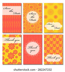 Vintage vector card templates. Can be used for Save The Date, baby shower, mothers day, valentines day, birthday cards, invitations. Seamless pattern is masked. Template response card save the date 
