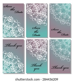 Vintage vector card templates. Can be used for Save The Date, baby shower, mothers day, valentines day, birthday cards, invitations. Template response card save the date 