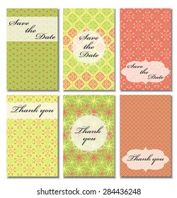 Vintage vector card templates. Can be used for Save The Date, baby shower, mothers day, valentines day, birthday cards, invitations. Template response card save the date 