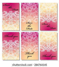 Vintage vector card templates. Can be used for Save The Date, baby shower, mothers day, valentines day, birthday cards, invitations. Template response card save the date 