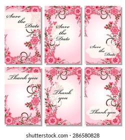 Vintage vector card templates. Can be used for Save The Date, baby shower, mothers day, valentines day, birthday cards, invitations. Template Vector response card save the date card