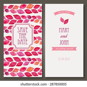 Vintage vector card templates. Can be used for Save The Date, baby shower, mothers day, valentines day, birthday cards, invitations. Seamless pattern is masked and named