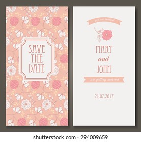 Vintage vector card templates. Can be used for Save The Date, baby shower, mothers day, valentines day, birthday cards, invitations