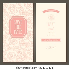Vintage vector card templates. Can be used for Save The Date, baby shower, mothers day, valentines day, birthday cards, invitations