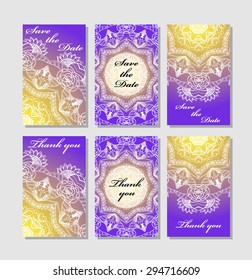 Vintage vector card templates. Can be used for Save The Date, baby shower, mothers day, valentines day, birthday cards, invitations. Template Vector response card save the date card