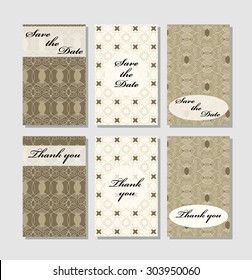 Vintage vector card templates. Can be used for Save The Date, baby shower, mothers day, valentines day, birthday cards, invitations. Template Vector response card save the date card