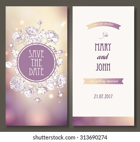 Vintage vector card templates. Can be used for Save The Date, baby shower, mothers day, valentines day, birthday cards, invitations. 