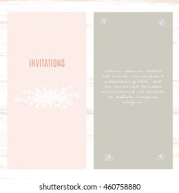 Vintage vector card templates. Can be used for Save The Date, baby shower, mothers day, valentines day, birthday cards, invitations. 
