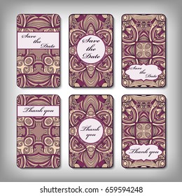 Vintage vector card templates. Can be used for Save The Date, baby shower, mothers day, valentines day, birthday cards, invitations. Template Vector response card save the date card
