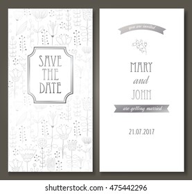 Vintage vector card templates with silver pattern. Can be used for Save The Date, baby shower, mothers day, valentines day, birthday cards, invitations. 
