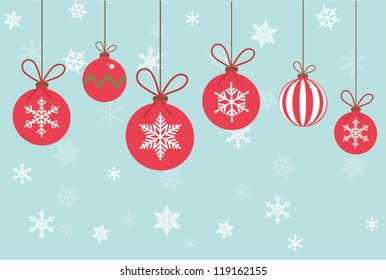 Vintage vector Christmas card. Seamless pattern with Christmas balls. Vector Illustration.